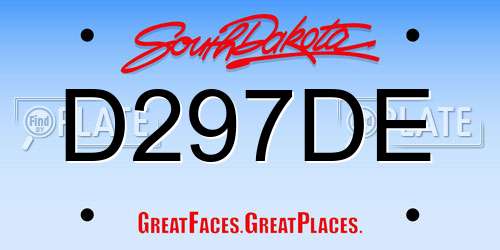 D297DE South Dakota License Plate