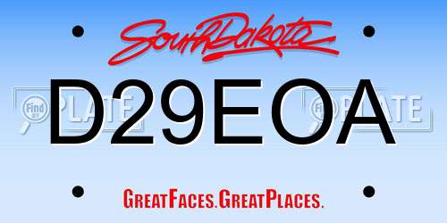 D29EOA South Dakota License Plate