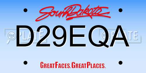 D29EQA South Dakota License Plate