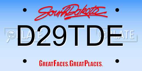 D29TDE South Dakota License Plate