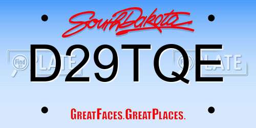 D29TQE South Dakota License Plate