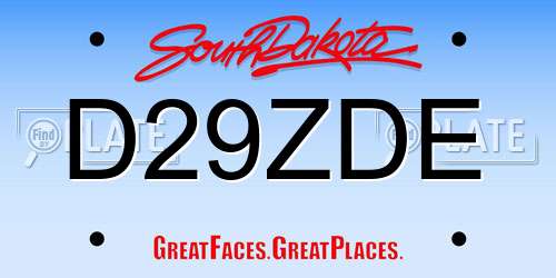D29ZDE South Dakota License Plate