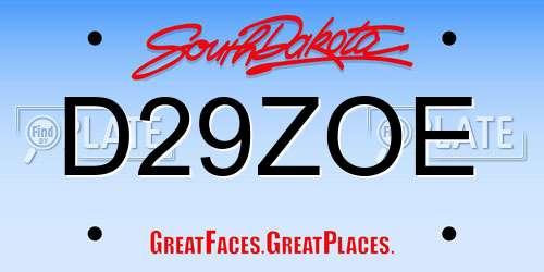 D29ZOE South Dakota License Plate