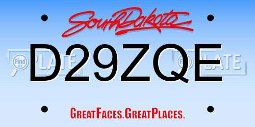D29ZQE South Dakota License Plate