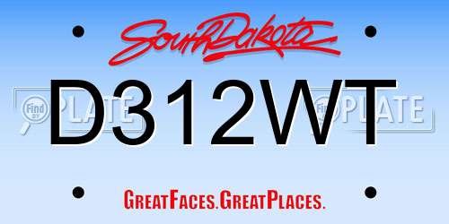 D312WT South Dakota License Plate