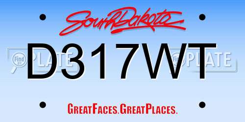 D317WT South Dakota License Plate