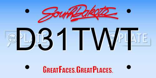 D31TWT South Dakota License Plate