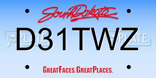 D31TWZ South Dakota License Plate
