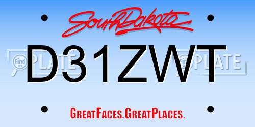 D31ZWT South Dakota License Plate