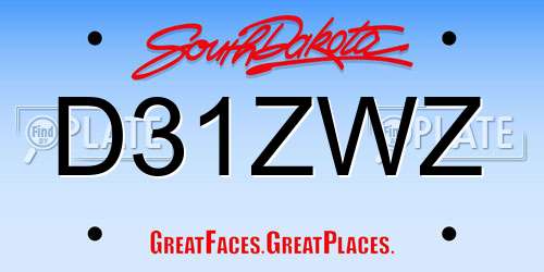 D31ZWZ South Dakota License Plate
