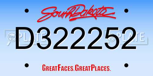 D322252 South Dakota License Plate