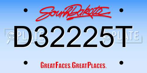 D32225T South Dakota License Plate