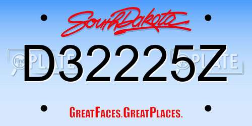 D32225Z South Dakota License Plate