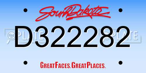 D322282 South Dakota License Plate