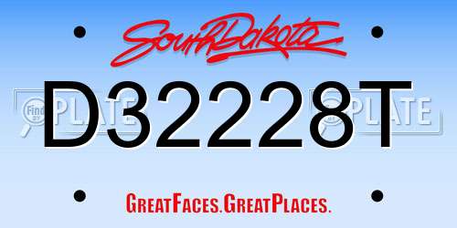 D32228T South Dakota License Plate