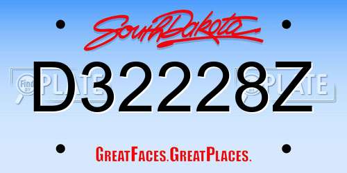 D32228Z South Dakota License Plate