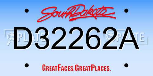 D32262A South Dakota License Plate