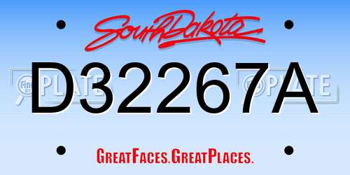 D32267A South Dakota License Plate