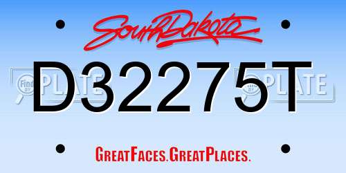 D32275T South Dakota License Plate