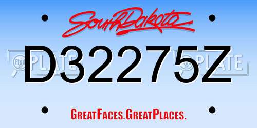 D32275Z South Dakota License Plate
