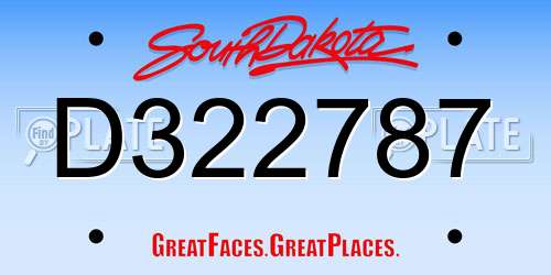 D322787 South Dakota License Plate