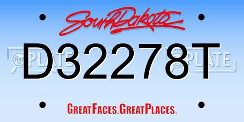 D32278T South Dakota License Plate
