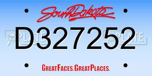 D327252 South Dakota License Plate