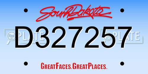 D327257 South Dakota License Plate