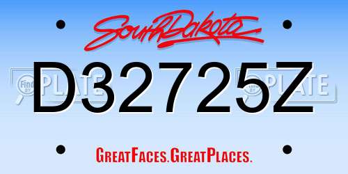 D32725Z South Dakota License Plate