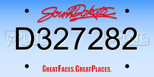 D327282 South Dakota License Plate