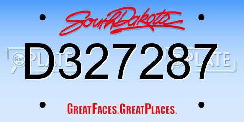 D327287 South Dakota License Plate