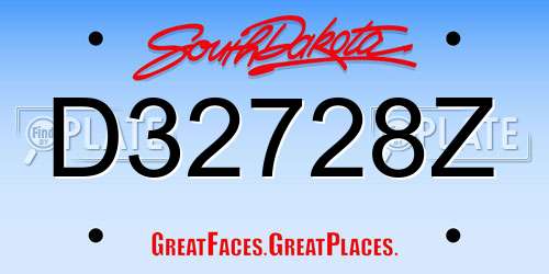 D32728Z South Dakota License Plate