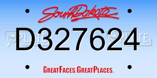 D327624 South Dakota License Plate