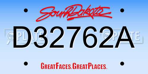 D32762A South Dakota License Plate