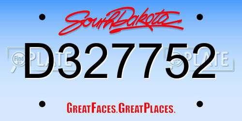 D327752 South Dakota License Plate