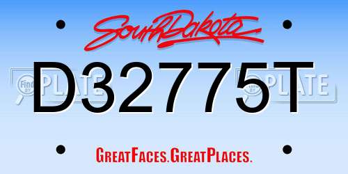 D32775T South Dakota License Plate