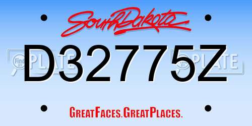 D32775Z South Dakota License Plate
