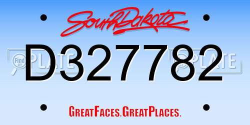 D327782 South Dakota License Plate