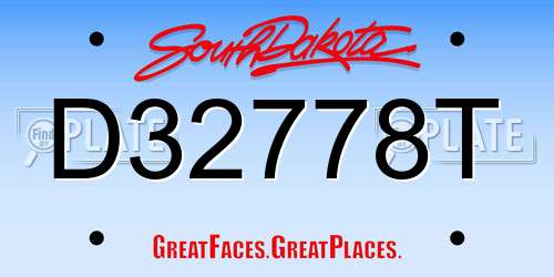 D32778T South Dakota License Plate