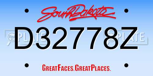 D32778Z South Dakota License Plate