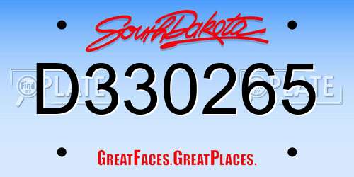 D330265 South Dakota License Plate
