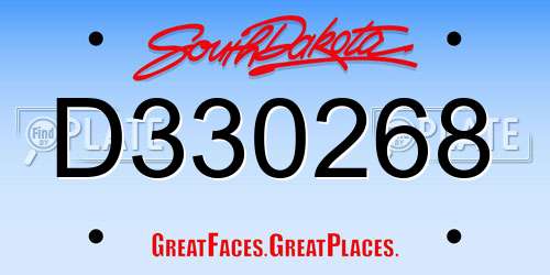 D330268 South Dakota License Plate
