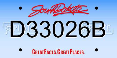 D33026B South Dakota License Plate