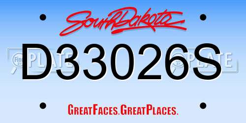 D33026S South Dakota License Plate