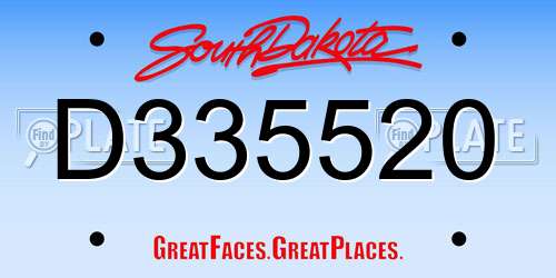 D335520 South Dakota License Plate