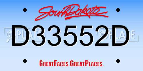 D33552D South Dakota License Plate