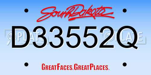D33552Q South Dakota License Plate