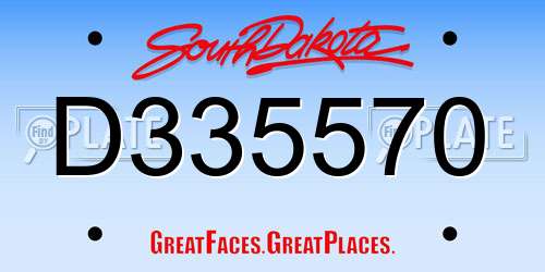 D335570 South Dakota License Plate