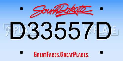 D33557D South Dakota License Plate