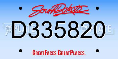 D335820 South Dakota License Plate